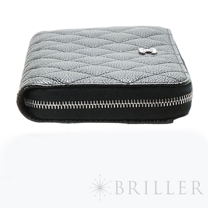 CHANEL シャネル クラシックロングジップウォレット グレインドカーフ ブラック シルバー金具 12