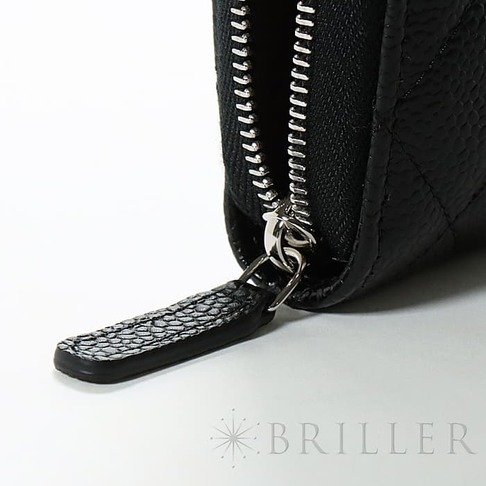 CHANEL シャネル クラシックロングジップウォレット グレインドカーフ ブラック シルバー金具 14