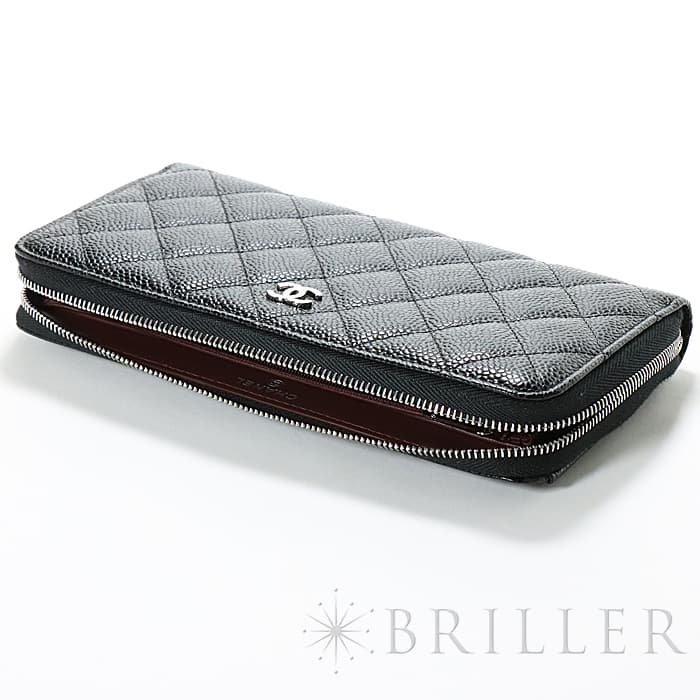 CHANEL シャネル クラシックロングジップウォレット グレインドカーフ ブラック シルバー金具 16