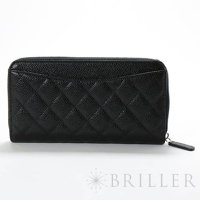 CHANEL シャネル クラシックロングジップウォレット グレインドカーフ ブラック シルバー金具 1