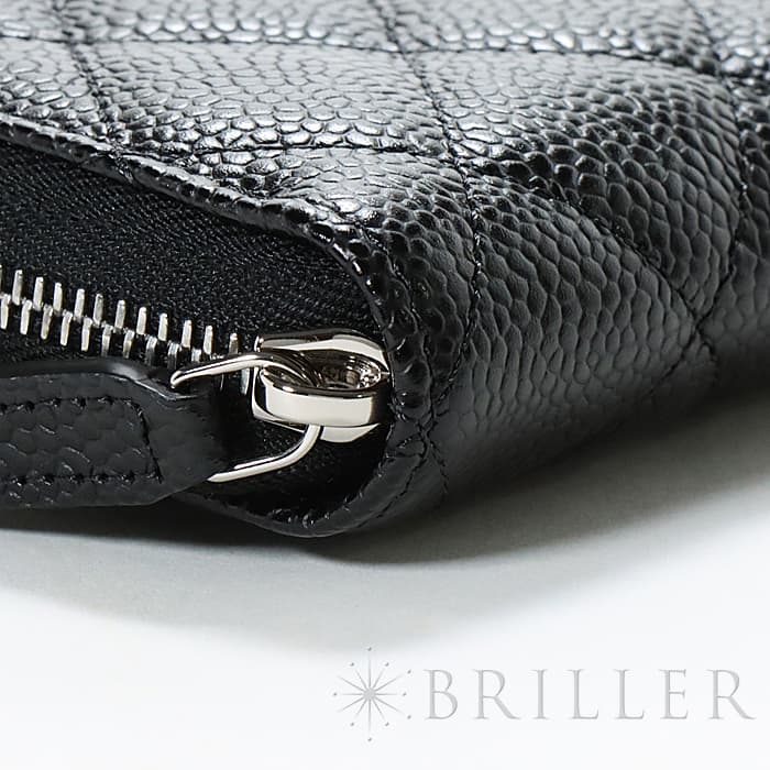CHANEL シャネル クラシックロングジップウォレット グレインドカーフ ブラック シルバー金具 23