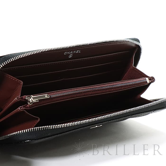 CHANEL シャネル クラシックロングジップウォレット グレインドカーフ ブラック シルバー金具 27
