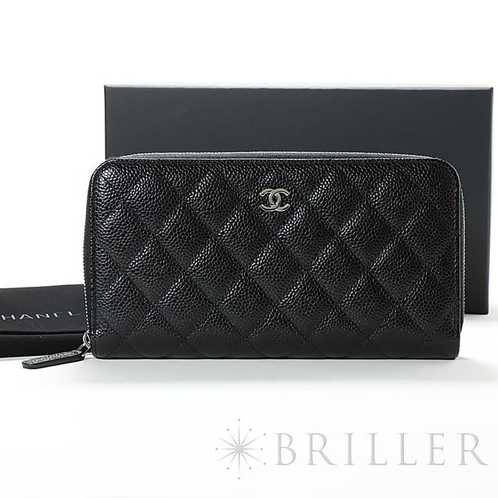 CHANEL シャネル クラシックロングジップウォレット グレインドカーフ ブラック シルバー金具 29