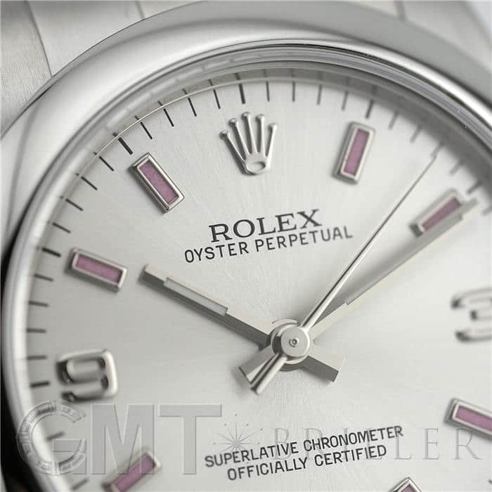 ROLEX ロレックス オイスターパーペチュアル 177200 シルバー 369 ピンクバー 15