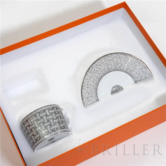 HERMES エルメス ティーカップ＆ソーサー モザイク 24 プラチナ P035016P 4