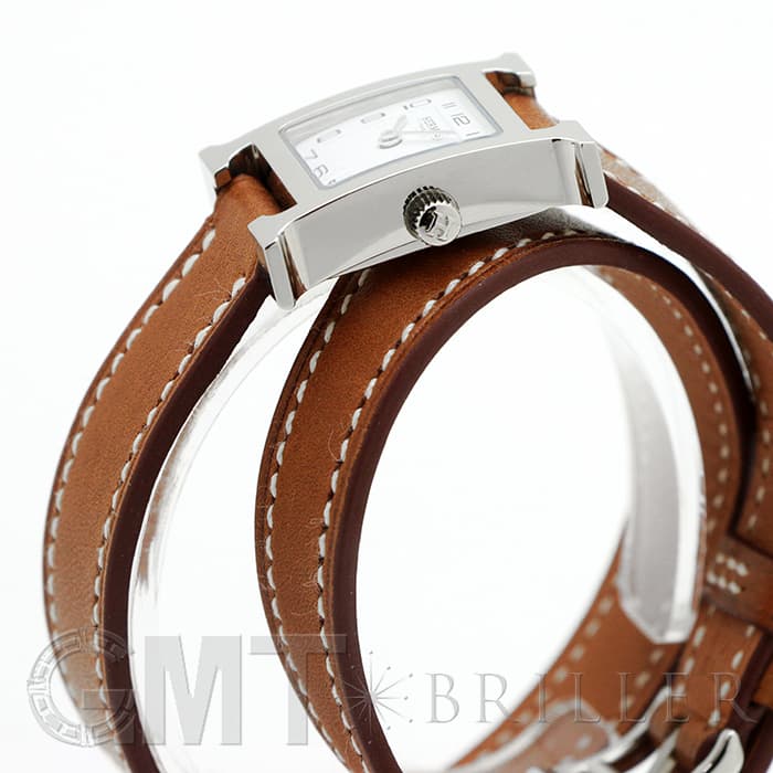 HERMES エルメス Hウォッチ HH1.110.131/VB341SS ミニ ドゥブルトゥール ナチュラルブラウン 14