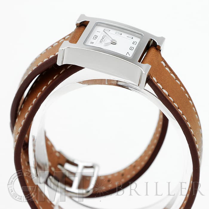 HERMES エルメス Hウォッチ HH1.110.131/VB341SS ミニ ドゥブルトゥール ナチュラルブラウン 15