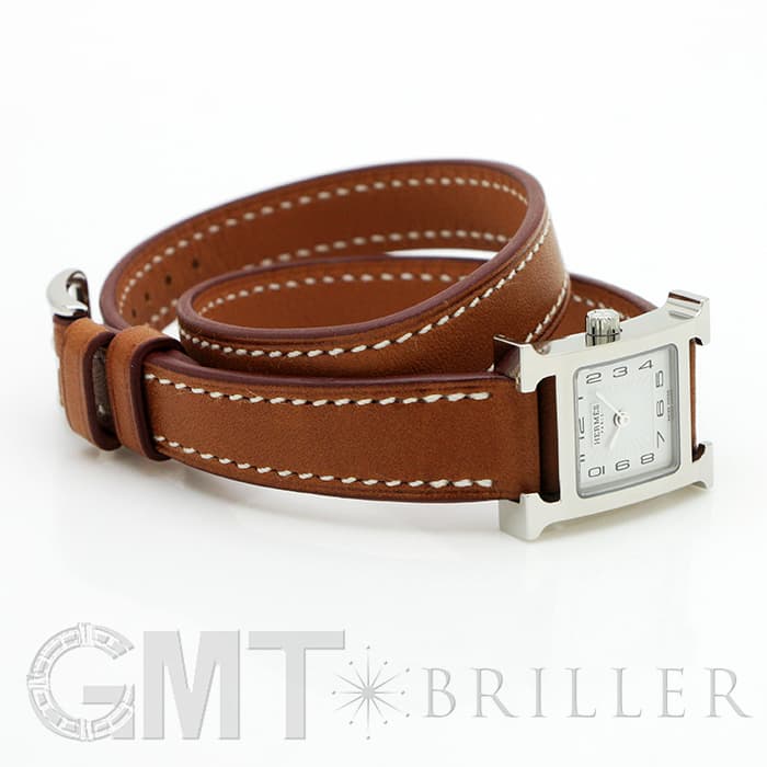 HERMES エルメス Hウォッチ HH1.110.131/VB341SS ミニ ドゥブルトゥール ナチュラルブラウン 16