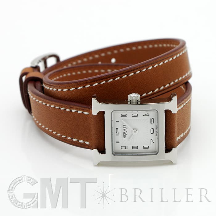 HERMES エルメス Hウォッチ HH1.110.131/VB341SS ミニ ドゥブルトゥール ナチュラルブラウン 18