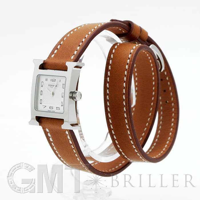 HERMES エルメス Hウォッチ HH1.110.131/VB341SS ミニ ドゥブルトゥール ナチュラルブラウン 1