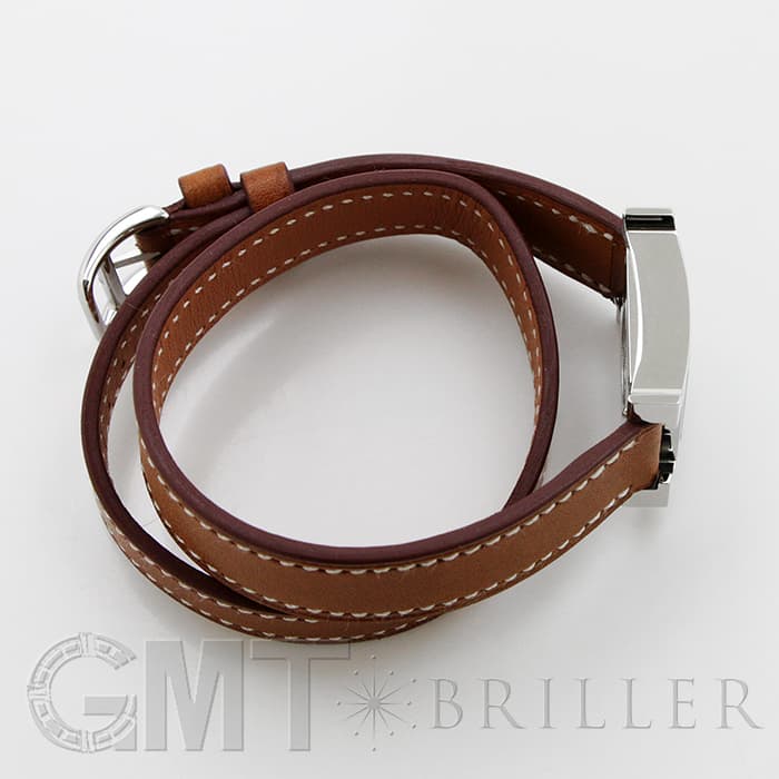 HERMES エルメス Hウォッチ HH1.110.131/VB341SS ミニ ドゥブルトゥール ナチュラルブラウン 19