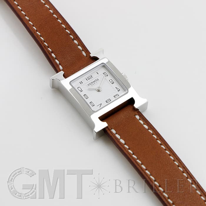 HERMES エルメス Hウォッチ HH1.110.131/VB341SS ミニ ドゥブルトゥール ナチュラルブラウン 22