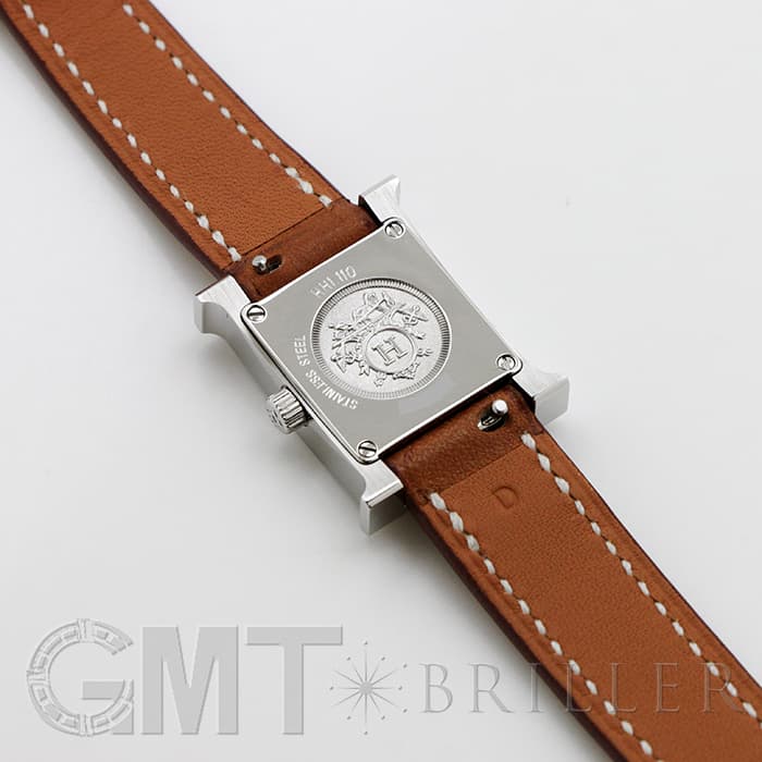 HERMES エルメス Hウォッチ HH1.110.131/VB341SS ミニ ドゥブルトゥール ナチュラルブラウン 23