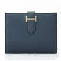 HERMES エルメス ベアン コンパクト エプソン ブルーインディゴ ゴールド金具 メイン