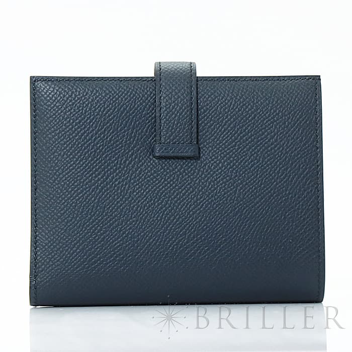 HERMES エルメス ベアン コンパクト エプソン ブルーインディゴ ゴールド金具 1