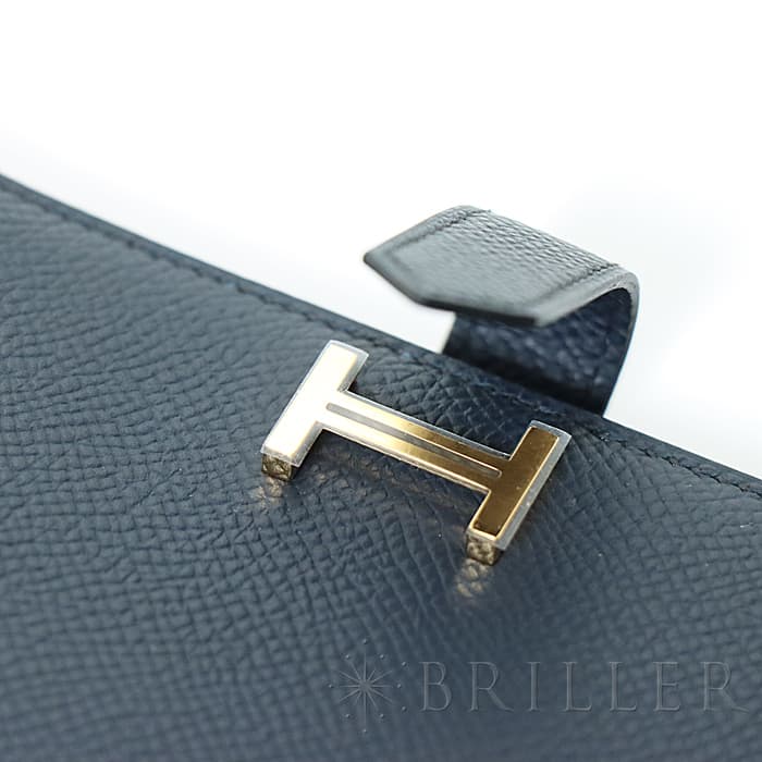 HERMES エルメス ベアン コンパクト エプソン ブルーインディゴ ゴールド金具 23