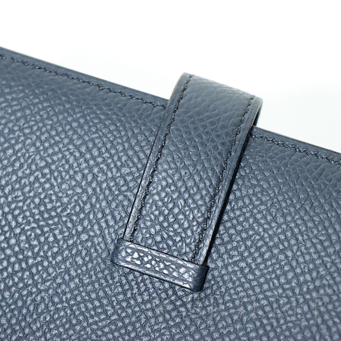 HERMES エルメス ベアン コンパクト エプソン ブルーインディゴ ゴールド金具 28
