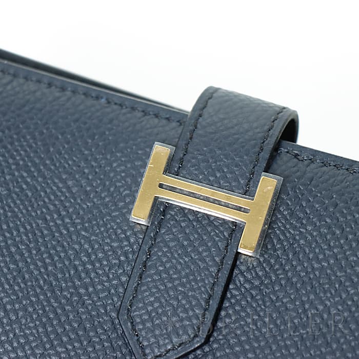 HERMES エルメス ベアン コンパクト エプソン ブルーインディゴ ゴールド金具 3