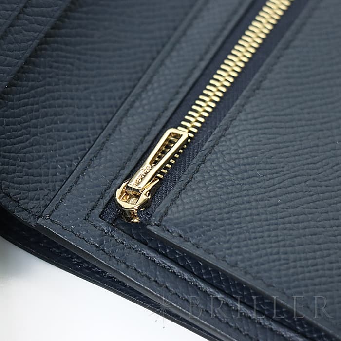 HERMES エルメス ベアン コンパクト エプソン ブルーインディゴ ゴールド金具 4