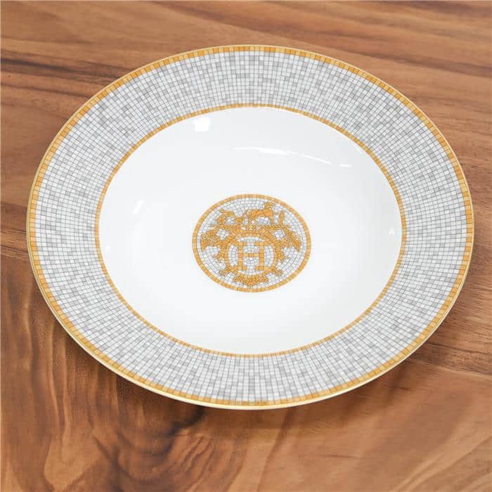 HERMES エルメス その他 スーププレート ペア モザイク 24 ゴールド  P026013P【未使用品】 2