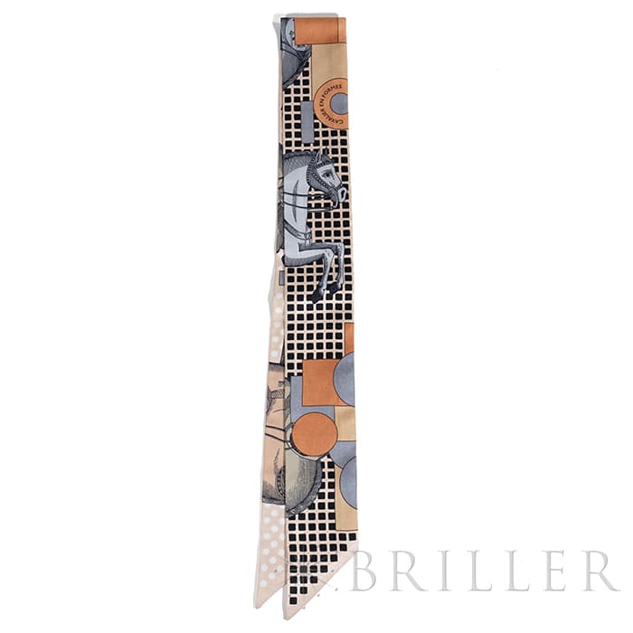 HERMES エルメス ツイリー カヴァリエ・アン・フォルム ベージュ / グレー / テラコッタ 10