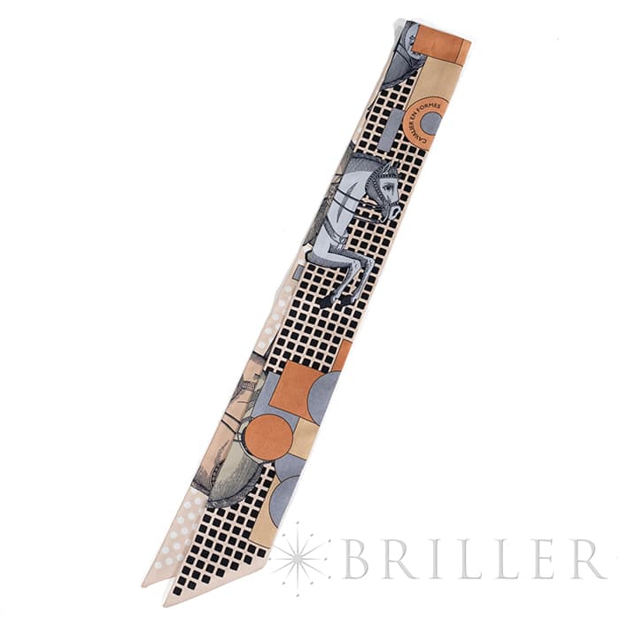 HERMES エルメス ツイリー カヴァリエ・アン・フォルム ベージュ / グレー / テラコッタ 12