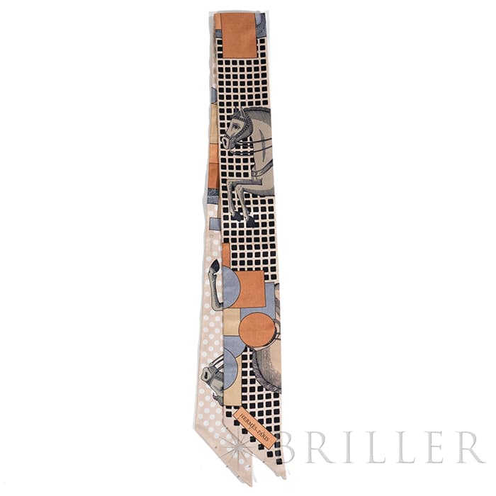 HERMES エルメス ツイリー カヴァリエ・アン・フォルム ベージュ / グレー / テラコッタ 1