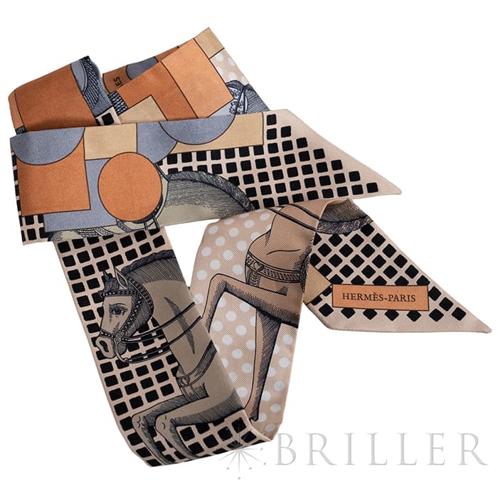 HERMES エルメス ツイリー カヴァリエ・アン・フォルム ベージュ / グレー / テラコッタ 3