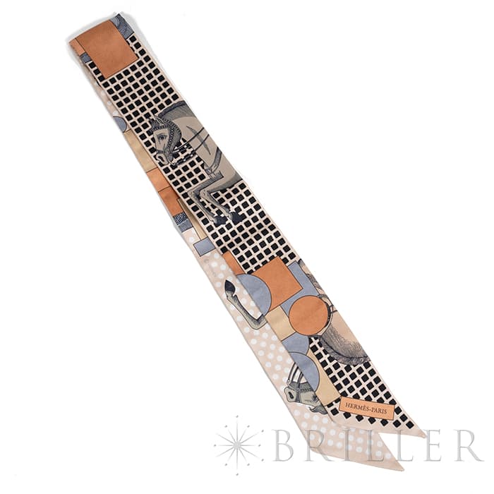 HERMES エルメス ツイリー カヴァリエ・アン・フォルム ベージュ / グレー / テラコッタ 6