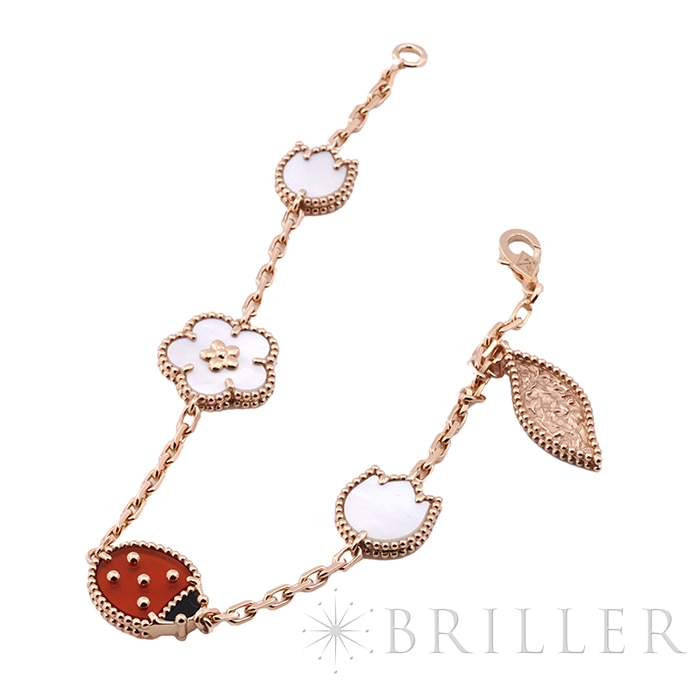 Van Cleef & Arpels ヴァン クリーフ&アーペル ラッキー スプリング ブレスレット 5モチーフ ローズゴールド マザーオブパール VCARP7RR00 12