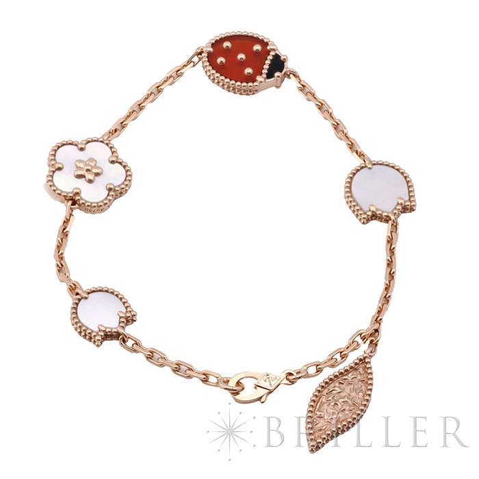 Van Cleef & Arpels ヴァン クリーフ&アーペル ラッキー スプリング ブレスレット 5モチーフ ローズゴールド マザーオブパール VCARP7RR00 1