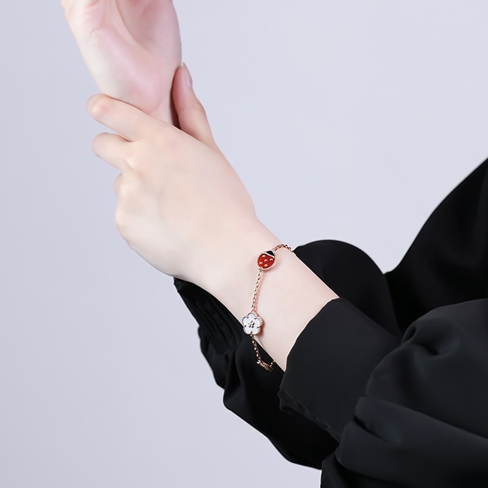 Van Cleef & Arpels ヴァン クリーフ&アーペル ラッキー スプリング ブレスレット 5モチーフ ローズゴールド マザーオブパール VCARP7RR00 14
