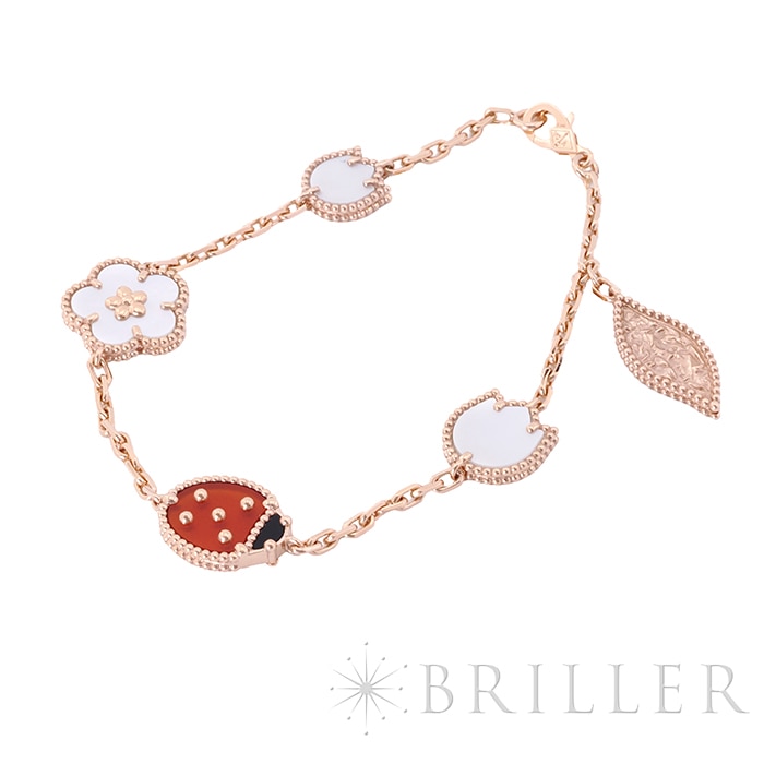 Van Cleef & Arpels ヴァン クリーフ&アーペル ラッキー スプリング ブレスレット 5モチーフ ローズゴールド マザーオブパール VCARP7RR00 4