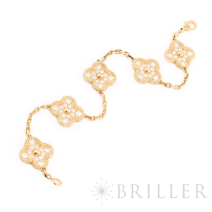 Van Cleef & Arpels ヴァン クリーフ&アーペル アルハンブラ ヴィンテージ アルハンブラ ブレスレット 5モチーフ イエローゴールド ダイヤモンド VCARA41400 12
