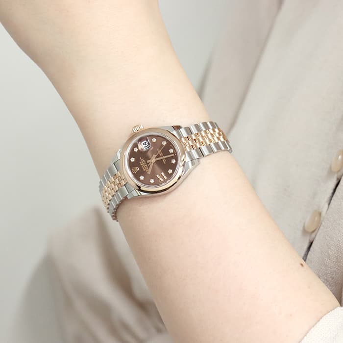 ROLEX ロレックス デイトジャスト 279161 チョコ 9Pスター IXダイヤ ジュビリーブレス 28