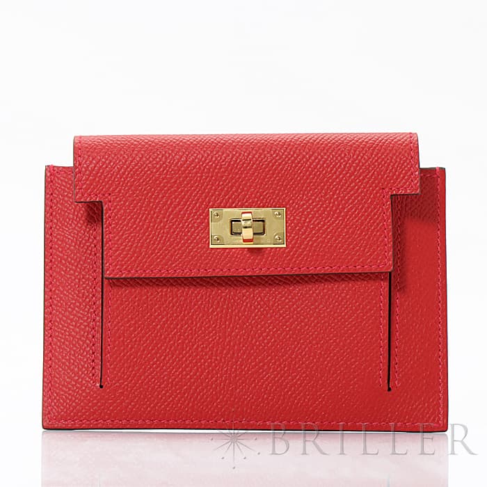 HERMES エルメス ケリー ケリーポケット エプソン ルージュカザック ゴールド金具 メイン