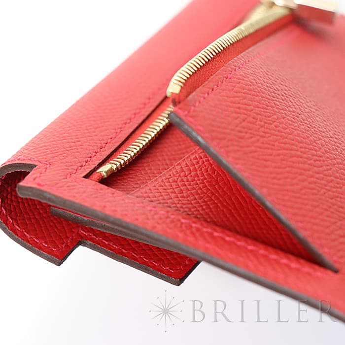 HERMES エルメス ケリー ケリーポケット エプソン ルージュカザック ゴールド金具 10
