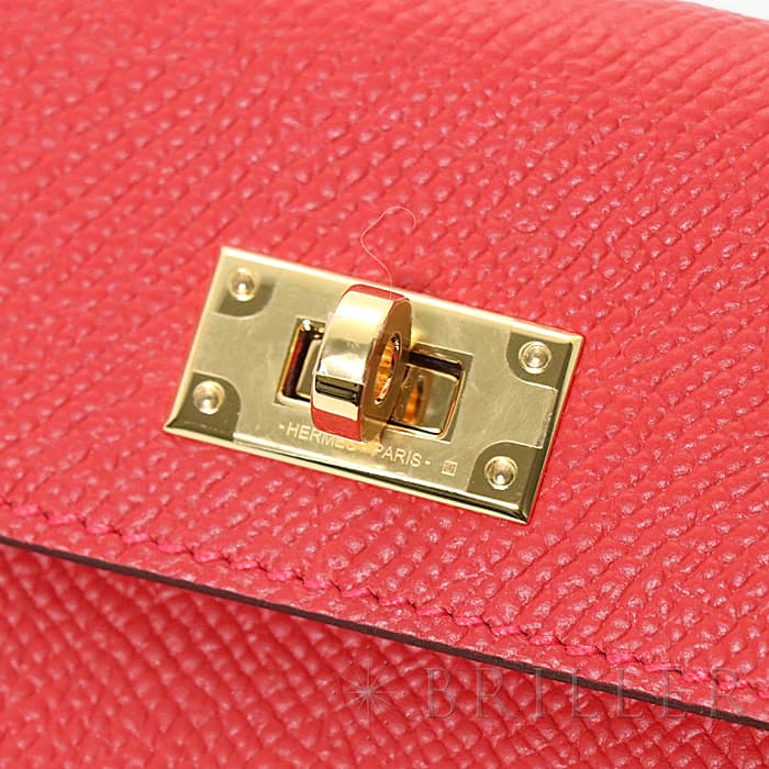 HERMES エルメス ケリー ケリーポケット エプソン ルージュカザック ゴールド金具 11