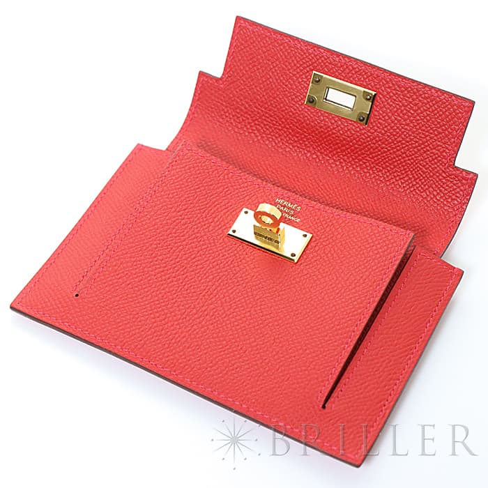 HERMES エルメス ケリー ケリーポケット エプソン ルージュカザック ゴールド金具 12