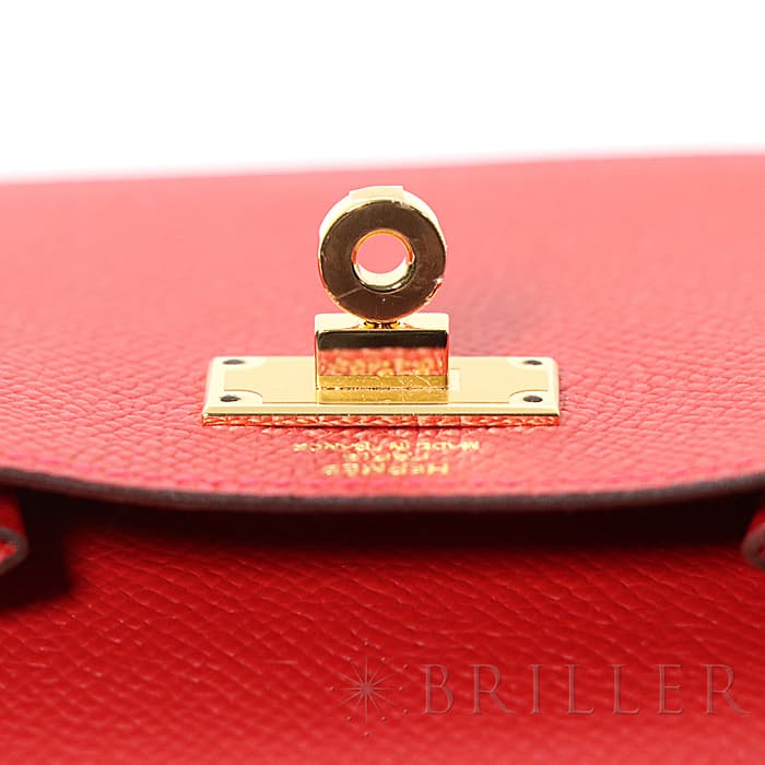 HERMES エルメス ケリー ケリーポケット エプソン ルージュカザック ゴールド金具 16