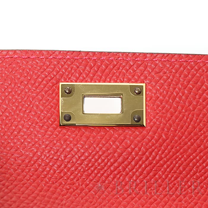 HERMES エルメス ケリー ケリーポケット エプソン ルージュカザック ゴールド金具 18