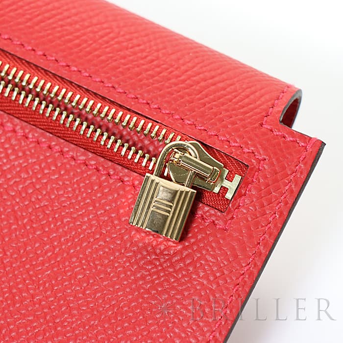 HERMES エルメス ケリー ケリーポケット エプソン ルージュカザック ゴールド金具 22