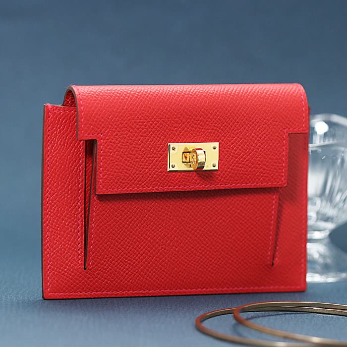 HERMES エルメス ケリー ケリーポケット エプソン ルージュカザック ゴールド金具 2