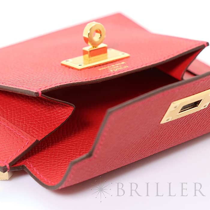 HERMES エルメス ケリー ケリーポケット エプソン ルージュカザック ゴールド金具 4