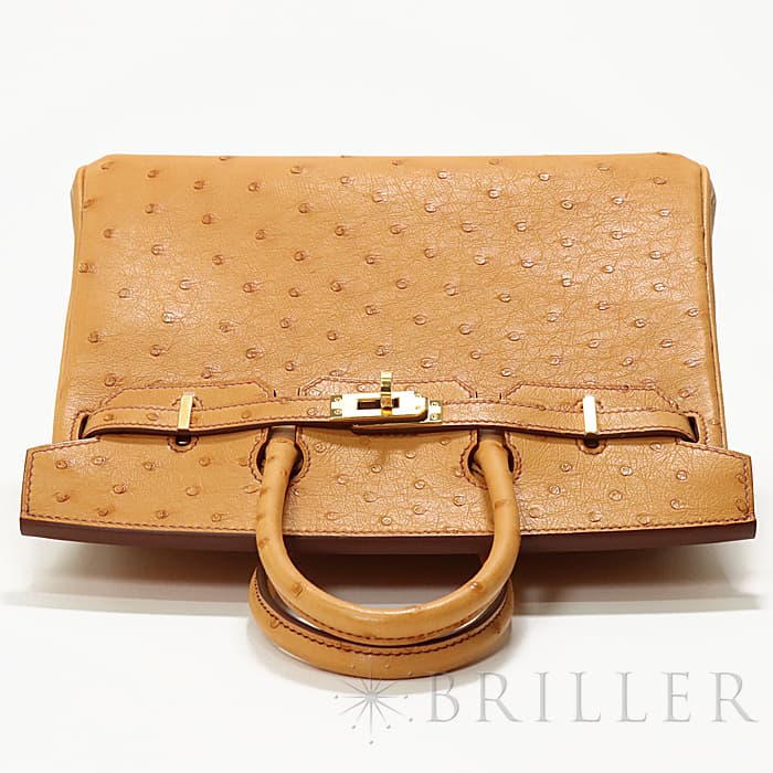 HERMES エルメス バーキン 25 オーストリッチ ゴールド ゴールド金具 10