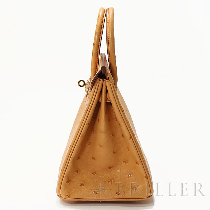 HERMES エルメス バーキン 25 オーストリッチ ゴールド ゴールド金具 11