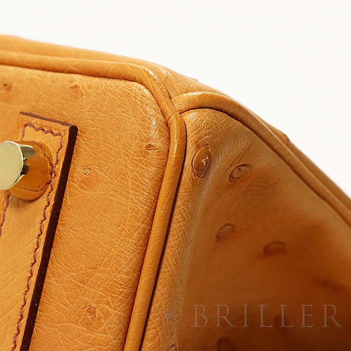 HERMES エルメス バーキン 25 オーストリッチ ゴールド ゴールド金具 13