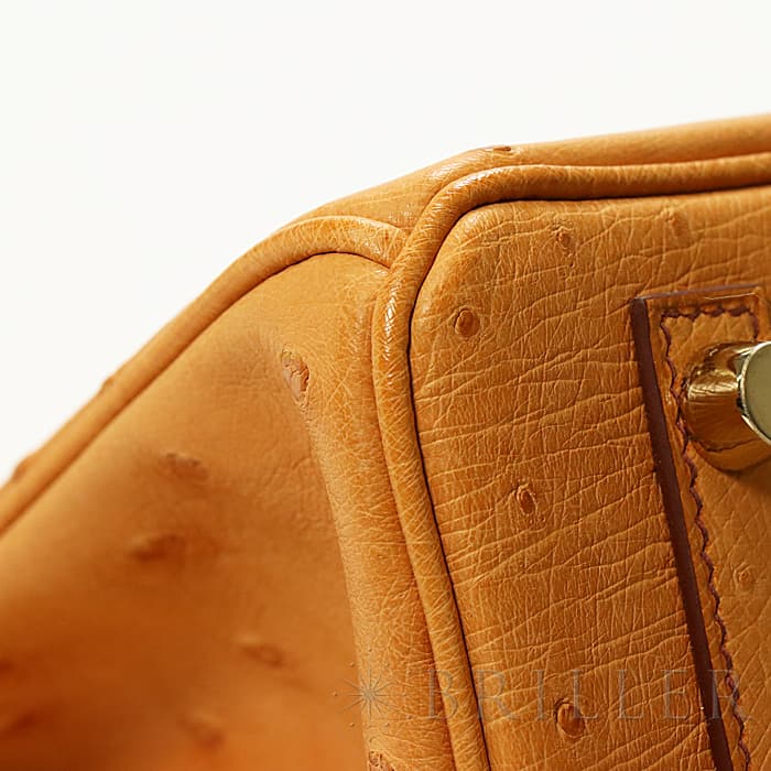 HERMES エルメス バーキン 25 オーストリッチ ゴールド ゴールド金具 14