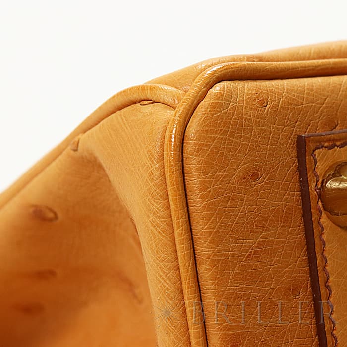 HERMES エルメス バーキン 25 オーストリッチ ゴールド ゴールド金具 16