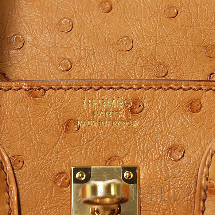HERMES エルメス バーキン 25 オーストリッチ ゴールド ゴールド金具 18